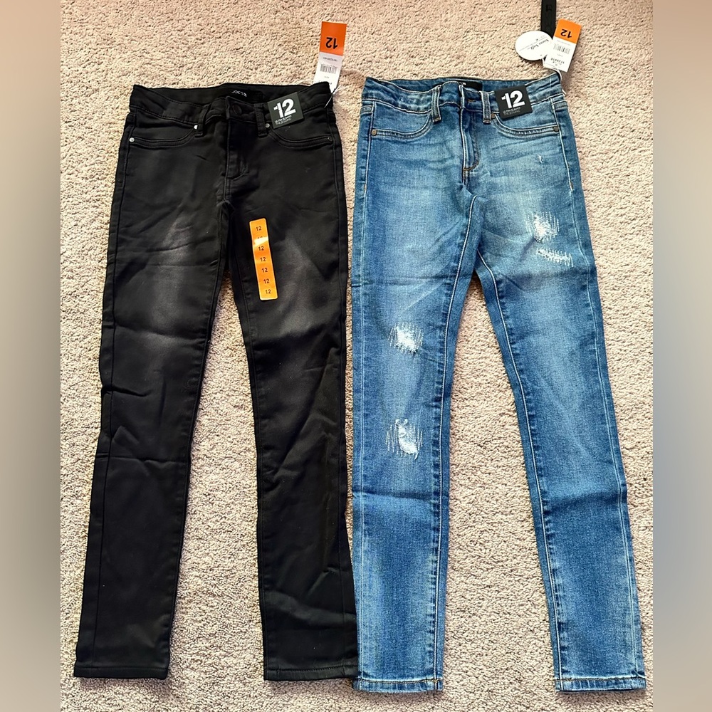 Joe’s Jeans lot of 2 girls size 12 ultra Slim Fit Jeggings, black & blue, BNWT